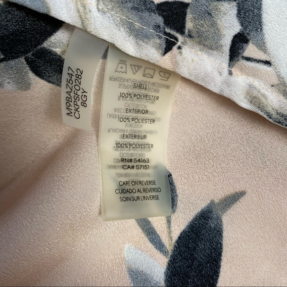 NWT Calvin Klein Pink Floral Rose Button Down Rolled Cuff Long Sleeve Blouse - Picture 11 of 13